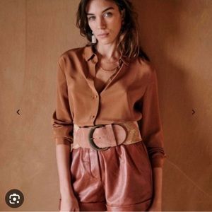 Sezane NWT Ann Blouse Cafe 34, US 2
